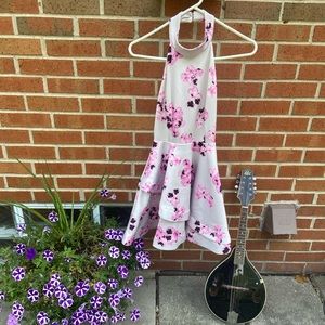 Windsor structured layered floral halter dress